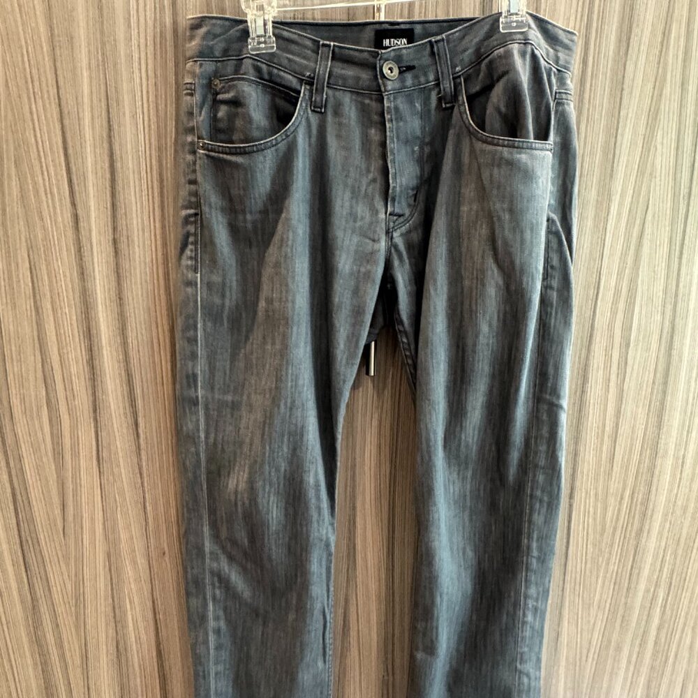 Hudson Men’s Byron Straight Jeans Blue Grey Wash Size 32